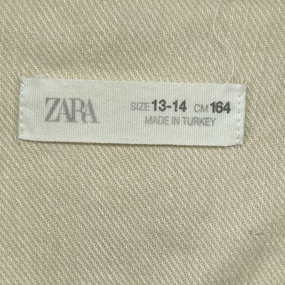 ZARA Girl’s Cream Button Front Denim Frayed Hem Cropped Top Size 13/14 - Picture 10 of 12